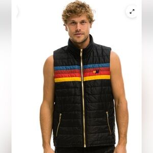 AVIATOR NATION MEN'S 4 STRIPE VEST - BLACK UNISEX SIZING